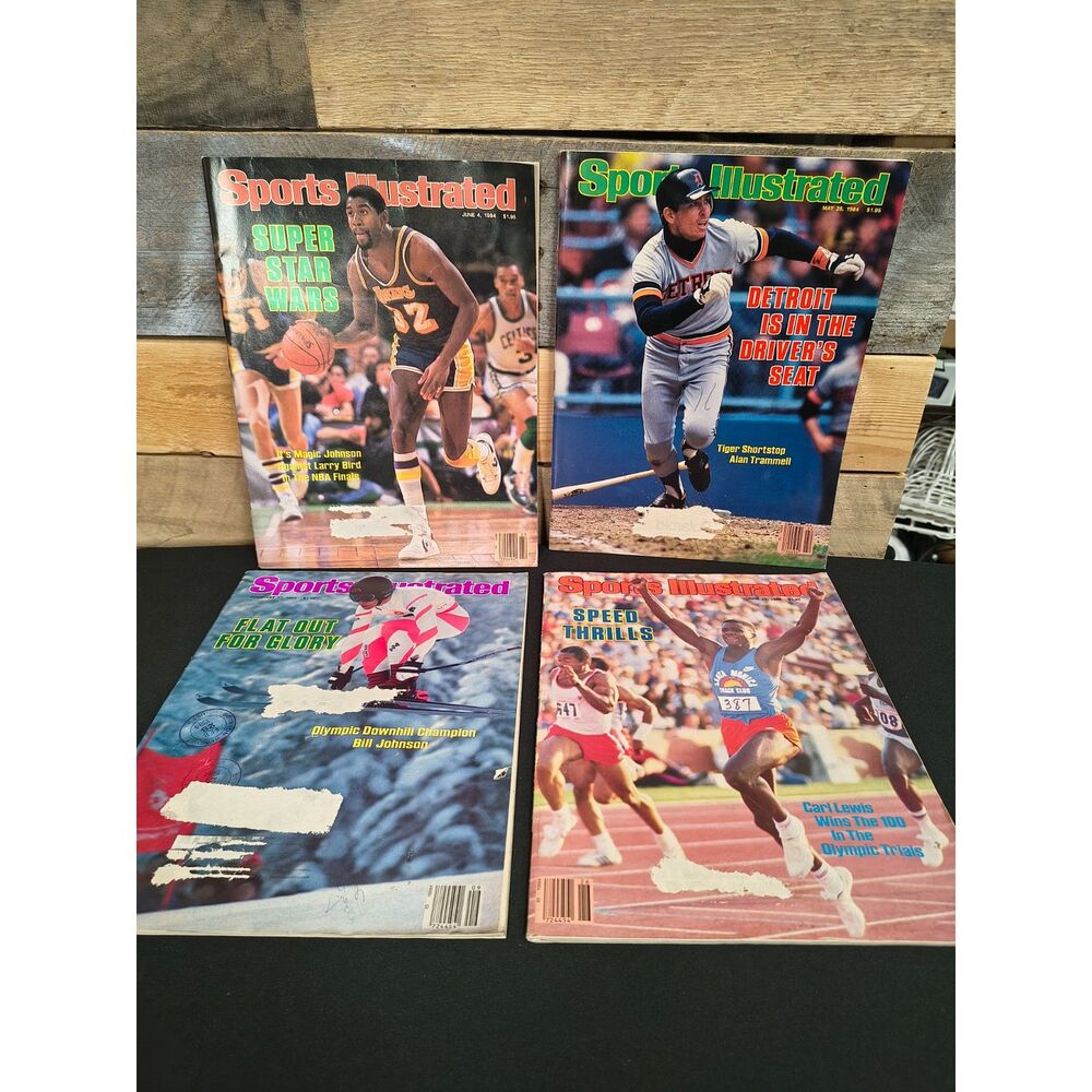 Lot of 4 VTG Sports Illustrated 1984 - Magic Johnson, Carl Lewis, Alan Trammell